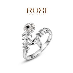 roxi欧美外贸饰品批发白金鱼刺戒指一件代发